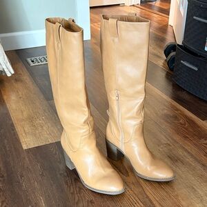 Tan Leather Knee-High Boots
